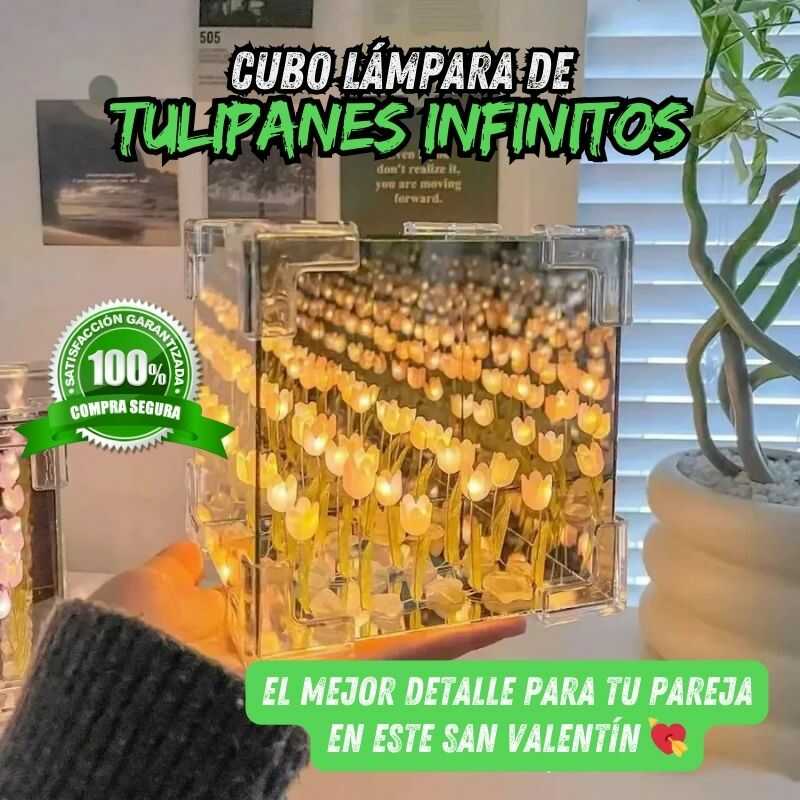 CUBO LÁMPARA DE TULIPANES INFINITOS