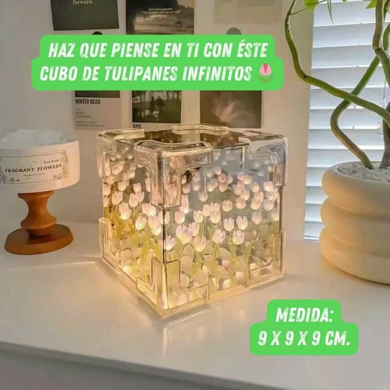 CUBO LÁMPARA DE TULIPANES INFINITOS