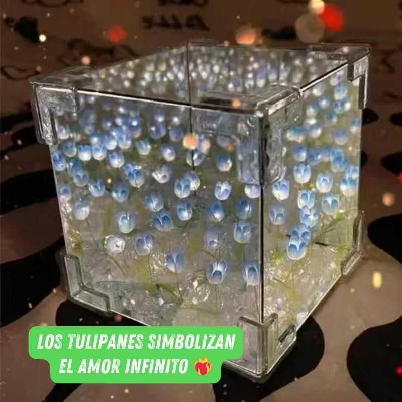 CUBO LÁMPARA DE TULIPANES INFINITOS