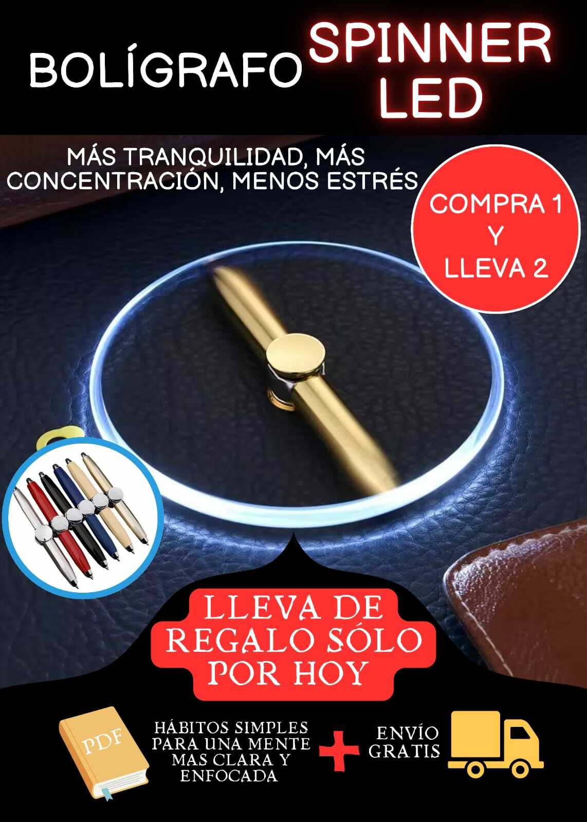 2 BOLIGRAFOS SPINNER LED (AL PRECIO DE 1)