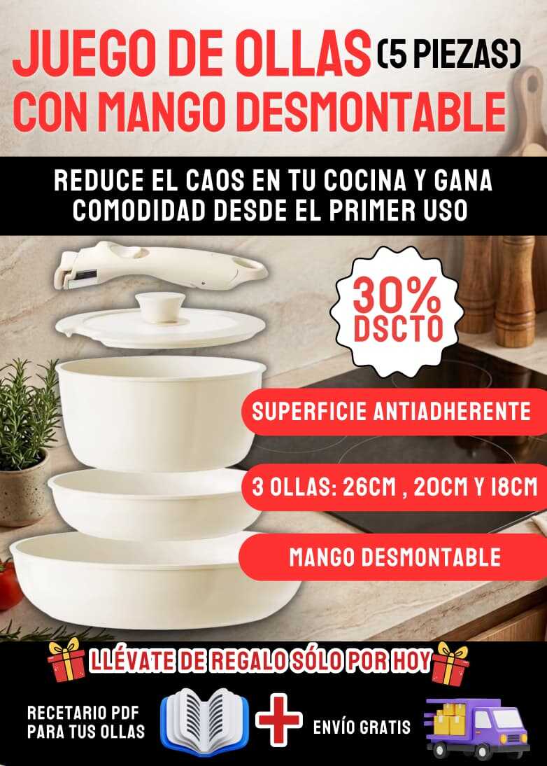 JUEGO DE OLLAS CON MANGO DESMONTABLE