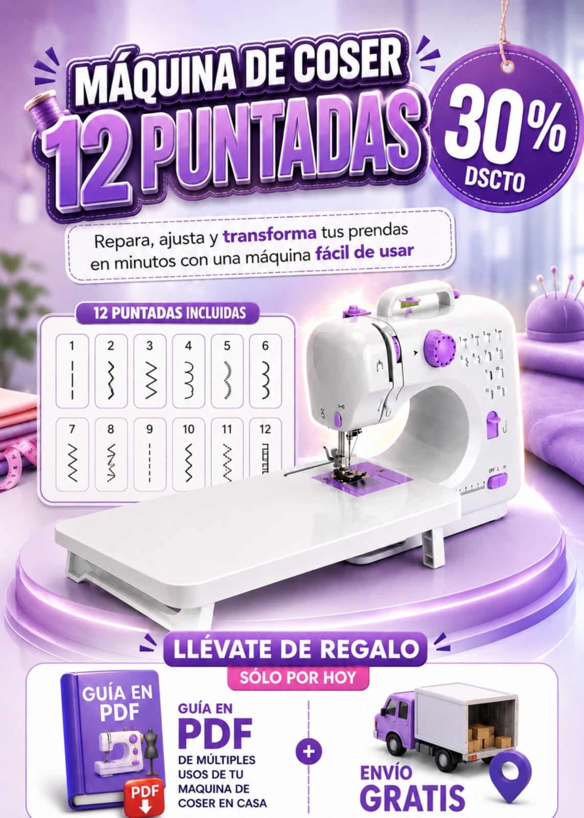 MAQUINA DE COSER 12 PUNTADAS