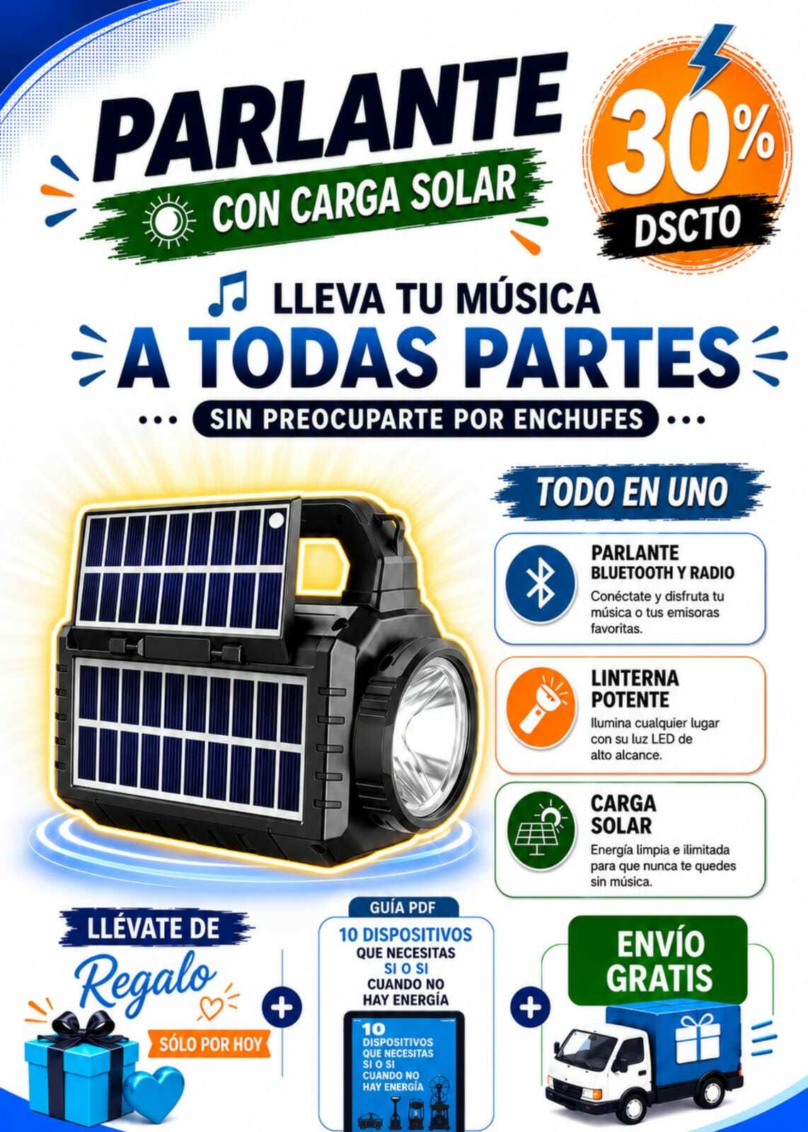 PARLANTE 3 EN 1 CON CARGA SOLAR