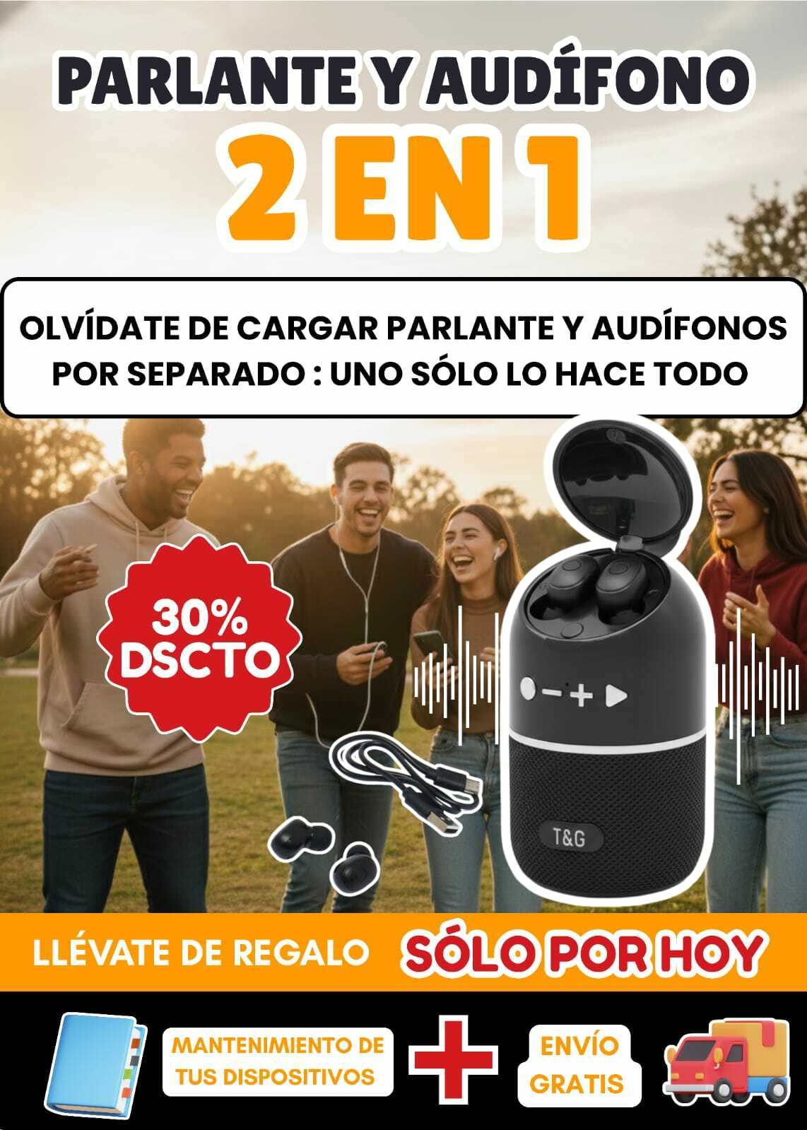 PARLANTE Y AUDIFONO 2 EN 1